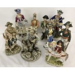 A box of assorted ceramic figurines.