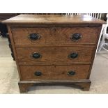 Vintage oak 3 drawer chest of drawers.