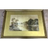 D. H. Winder, 1899, large watercolour of riverside scene with cattle drinking.