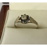 9ct gold sapphire and diamond dress ring.