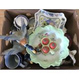 A box of misc ceramics to include Carlton Ware tomato cruet & Royal Worcester "Evesham" jam pot.