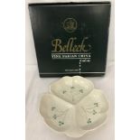 A boxed Belleek ceramic Blarney Woollen Mills 1st Edition 3 sectional dish.