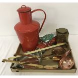 A collection of assorted metalware items.