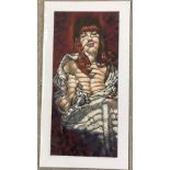 Krys Leach - oil on board. Female nude entitled 'Red Sonja'.