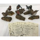 Set of 6 Hai-Feng wood carvings of British bird. Limited Edition.