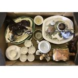 A box of assorted ceramics to include 6 Royal Worcester coffee cans and saucers.