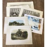 A quantity of vintage unframed prints.