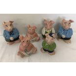 6 Wade ceramic NatWest piggy banks with stoppers.