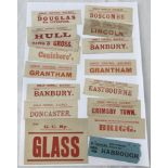 A selection of vintage railway baggage labels, mainly from the Great Central Railway.