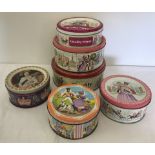 A collection of 6 vintage Quality Street tins.