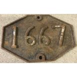 Original cast iron railway locomotive / wagon plate #1667