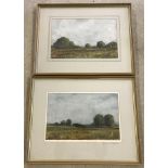 A pair of framed and glazed pastels. Depicting landscapes by Richard c. Elsegood.