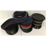 4 Railway guard hats.