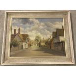 Oil on canvas of Godmanchester street scene. Signed S.G. Anderson 1968
