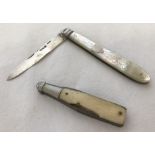 A Pearl handled silver fruit knife hallmarked Birmingham 1887.