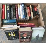 A box of assorted Political biographies and autobiographies.