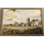 A gilt framed oil on board of Cley Mill by Althea Fairbairn.