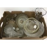 A box of assorted large glassware items to include bowls, vases and apple shaped fruit set.