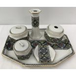 A vintage dressing table set with geometric design by H. K. Tunstall