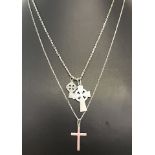 A silver cross and chain, together with 2 Celtic design crosses on a silver chain.
