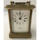 A French 1920's Bernard Freres, Montbeliard 8 day polished brass carriage clock.