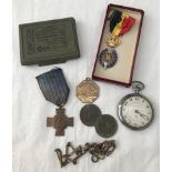A small collection of military items.