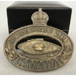 A WWII pattern Canadian cap badge for The Essex Tank Regiment.