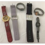 6 ladies wrist watches, 2 with expanding bracelet straps.