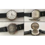 An early 20th Century silver Russian? Pocket watch converted to a wristwatch.