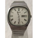 Seiko quartz square cased watch on stainless steel strap.