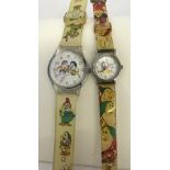 2 vintage Snow White & the 7 Dwarves wristwatches.