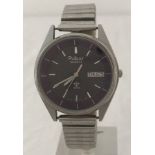 A Pulsar 2001 quartz black dial stainless steel cased watch.