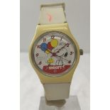 A vintage Snoopy and Woodstock celebration wristwatch by Zeon.