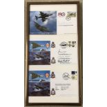 3 frames and glazed Royal Air Force first day covers, 2 signed. With COA.