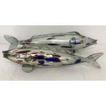 2 vintage Romanian glass fish ornaments.