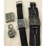 4 fashion watches, 2 digital watch heads and 2 with straps.