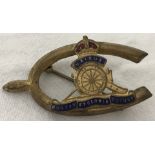 A vintage Royal Artillery gold tone & enamel sweetheart brooch.