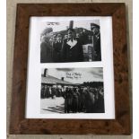 2 framed and glazed signed reproduction war camp photos. With COA