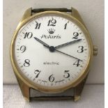 Polaris electric anti-magnetic watch head in gold tone case.