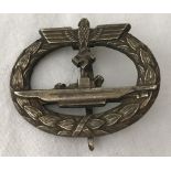 A German WWII pattern U boat qualification badge.