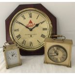 2 vintage German quartz carriage clocks in gold tone cases.
