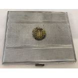 A vintage chrome cigarette case with The Essex Regiment Insignia featuring Egypt battle honour.