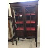 An Edwardian inlaid 2 door glass fronted display cabinet.