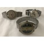 3 gents vintage watches with bracelet and expanding straps.