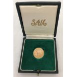 Boxed 1966 gold proof Rhodesian 10 Shilling coin. Elizabeth II head.
