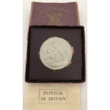 Boxed George VI 1951 'Festival of Britain' silver Crown.