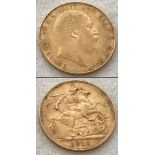 A 1910 Edward V11 Sovereign. British Mint. George & Dragon