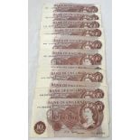 38 circulated old 10 Shilling bank notes.