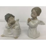 2 Lladro ceramic angel figurines. #4538 Angel Praying and #4539 Angel thinking.