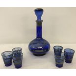 A vintage Blue glass liquer set